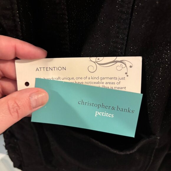 Christopher & Banks Black Denim Sparkle Jacket ~ Petite Medium ~ NWT - Picture 6 of 7